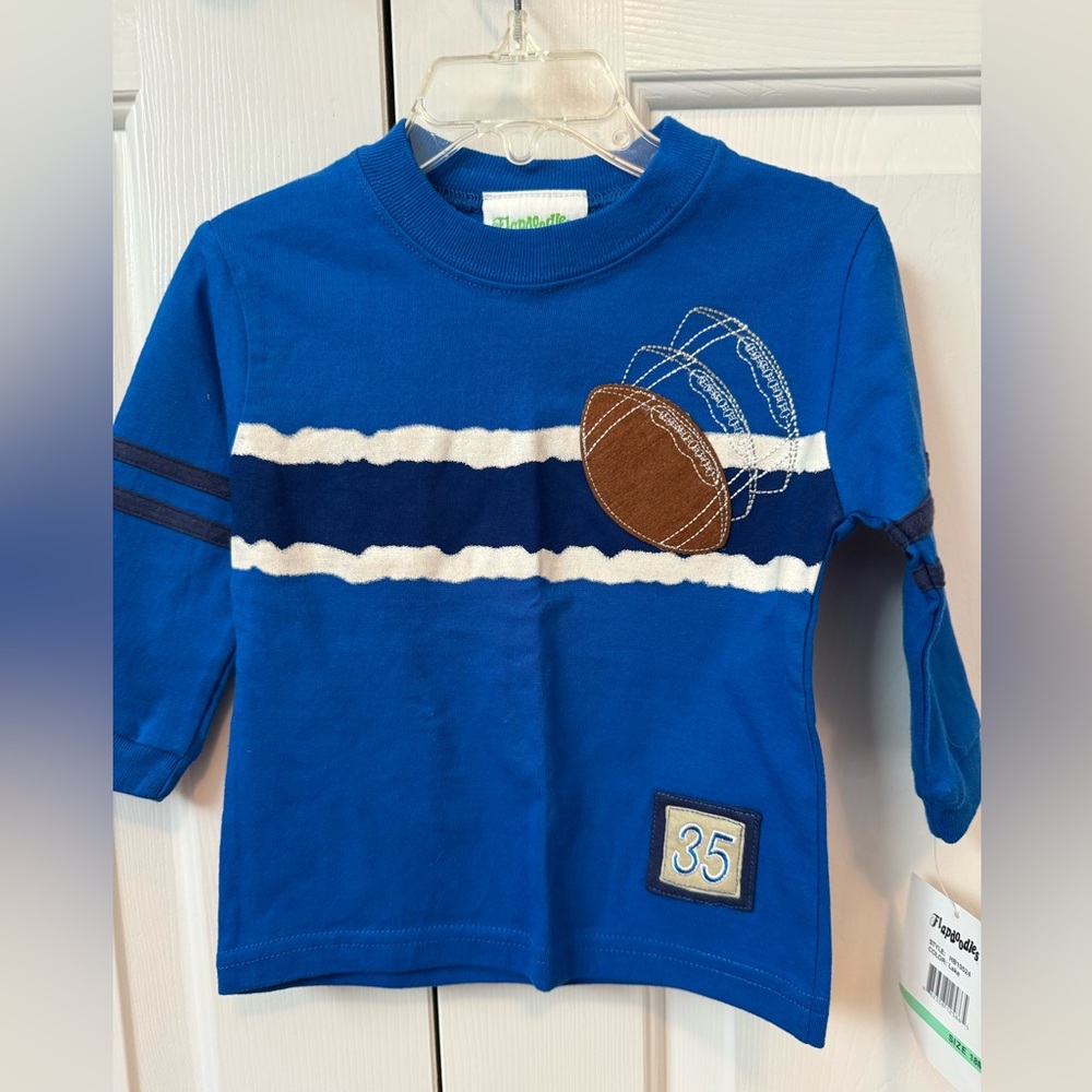 Flapdoodles Blue Football Graphic Kids Shirt